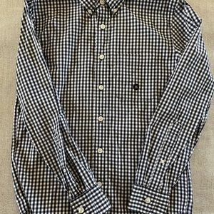 Abercrombie & Fitch Gingham Check Print Button Down Shirt in Navy Size M